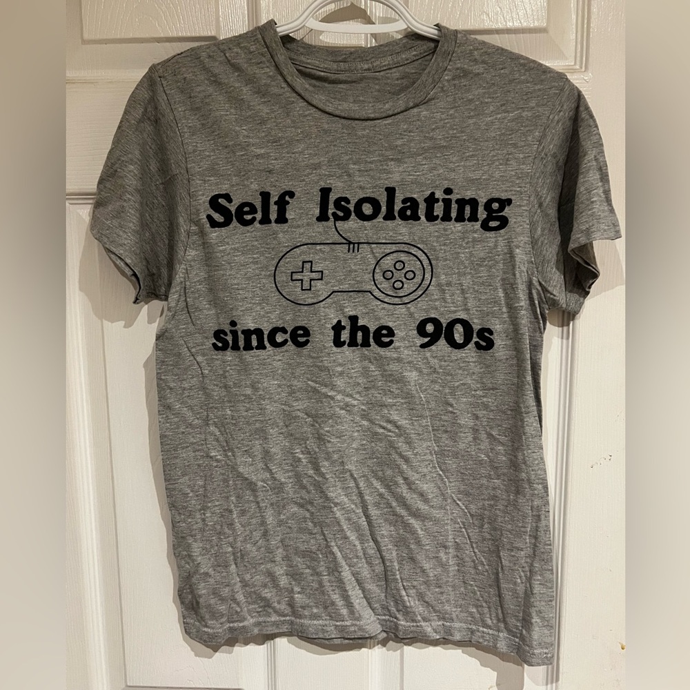 2/25 Retro Gaming Print 90s Gray Graphic T-Shirt